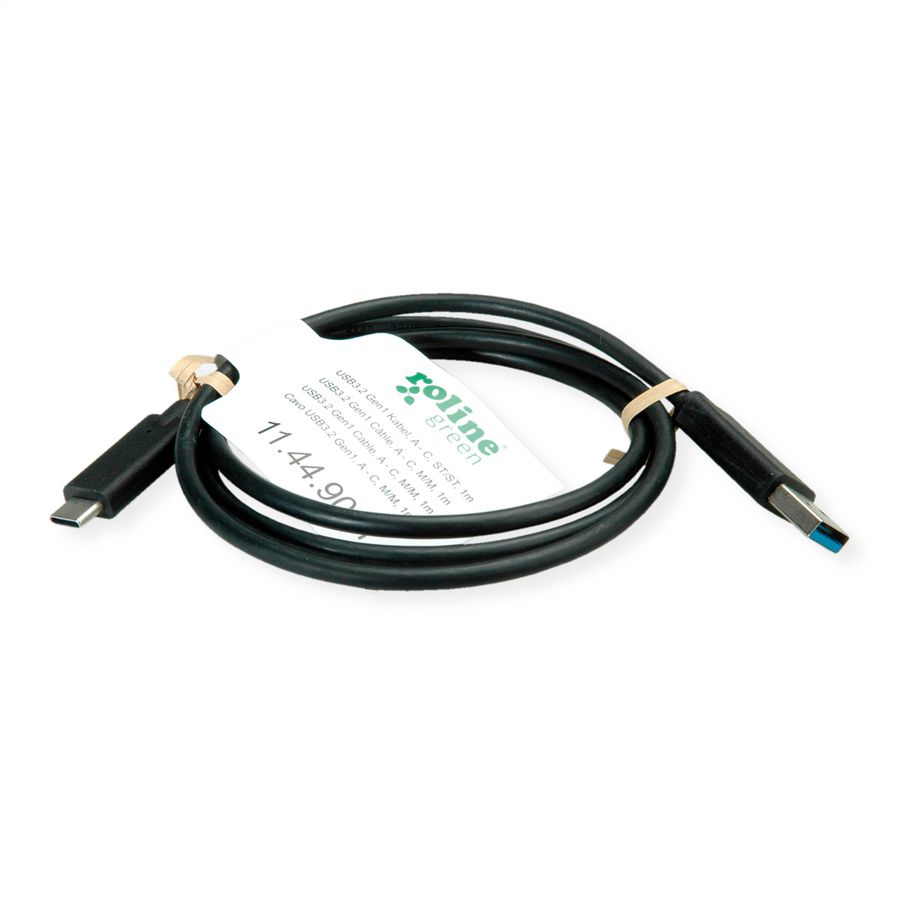 ROLINE GREEN USB 3.2 Gen 1 Cable, A-C, M/M, black, 0.5 m