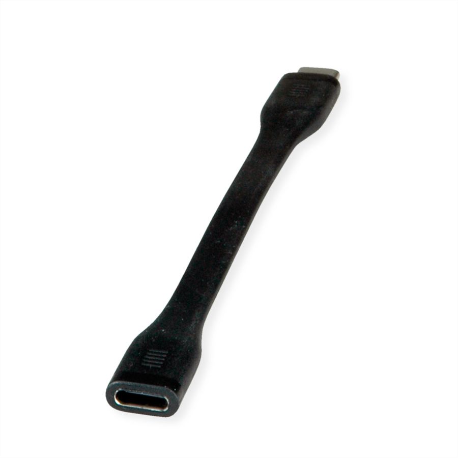 ROLINE USB4 Gen3x2 kabel, C-C, M/F, 8K UHD-2, 40Gbit/s, 100W, extra plat, zwart, 11,5 cm
