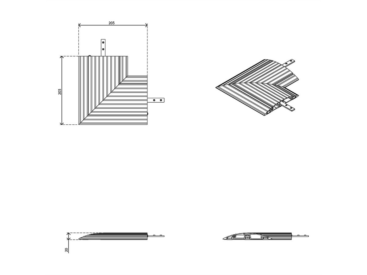 DATAFLEX Addit cable protector, corner-connection 482, silver