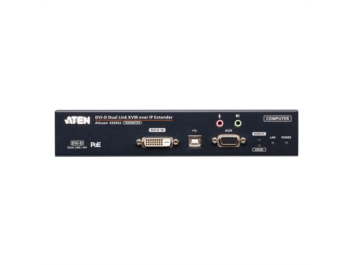 ATEN KE6922T 2K DVI-D Dual Link KVM Over IP Zender met SFP en PoE