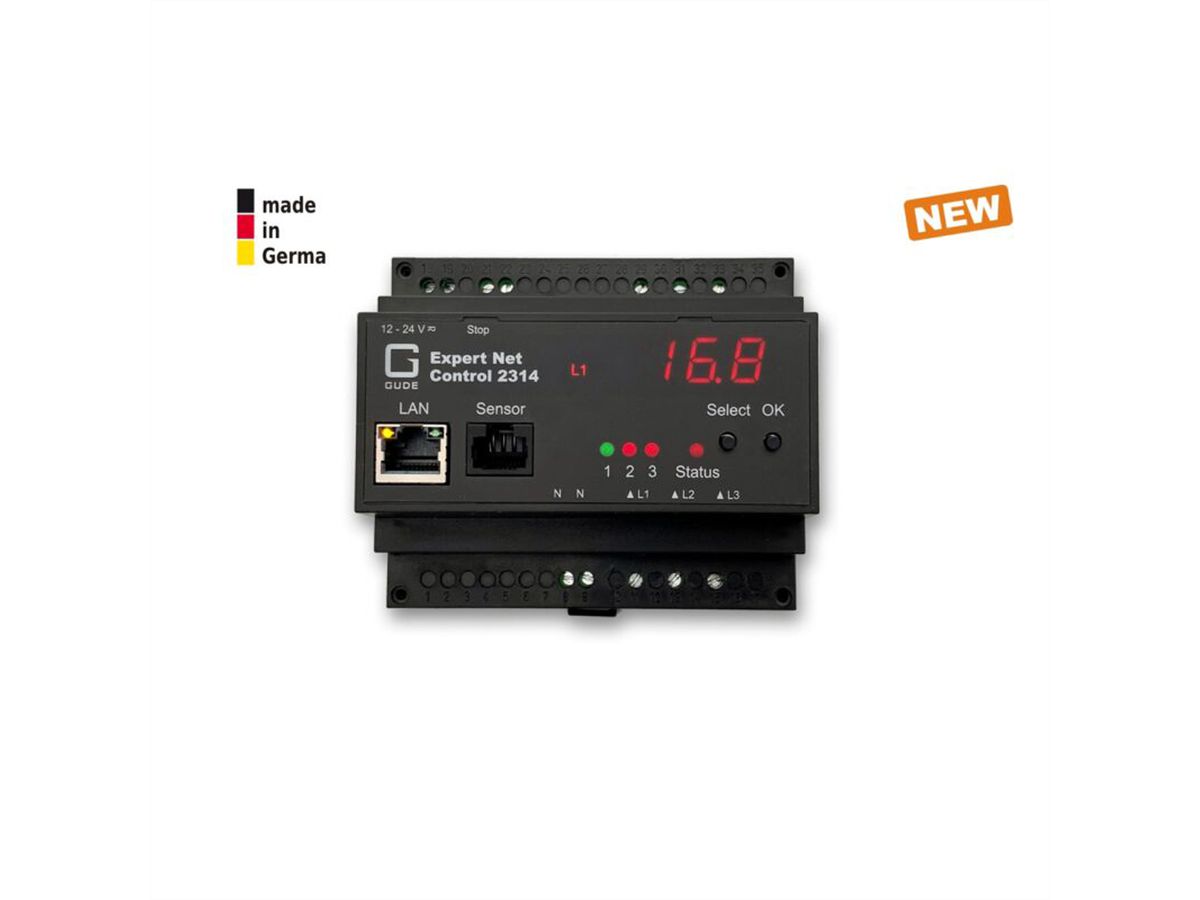 GUDE 2314-1 IP-relaisbesturing met 3 uitgangen en energiemeting DIN Rail