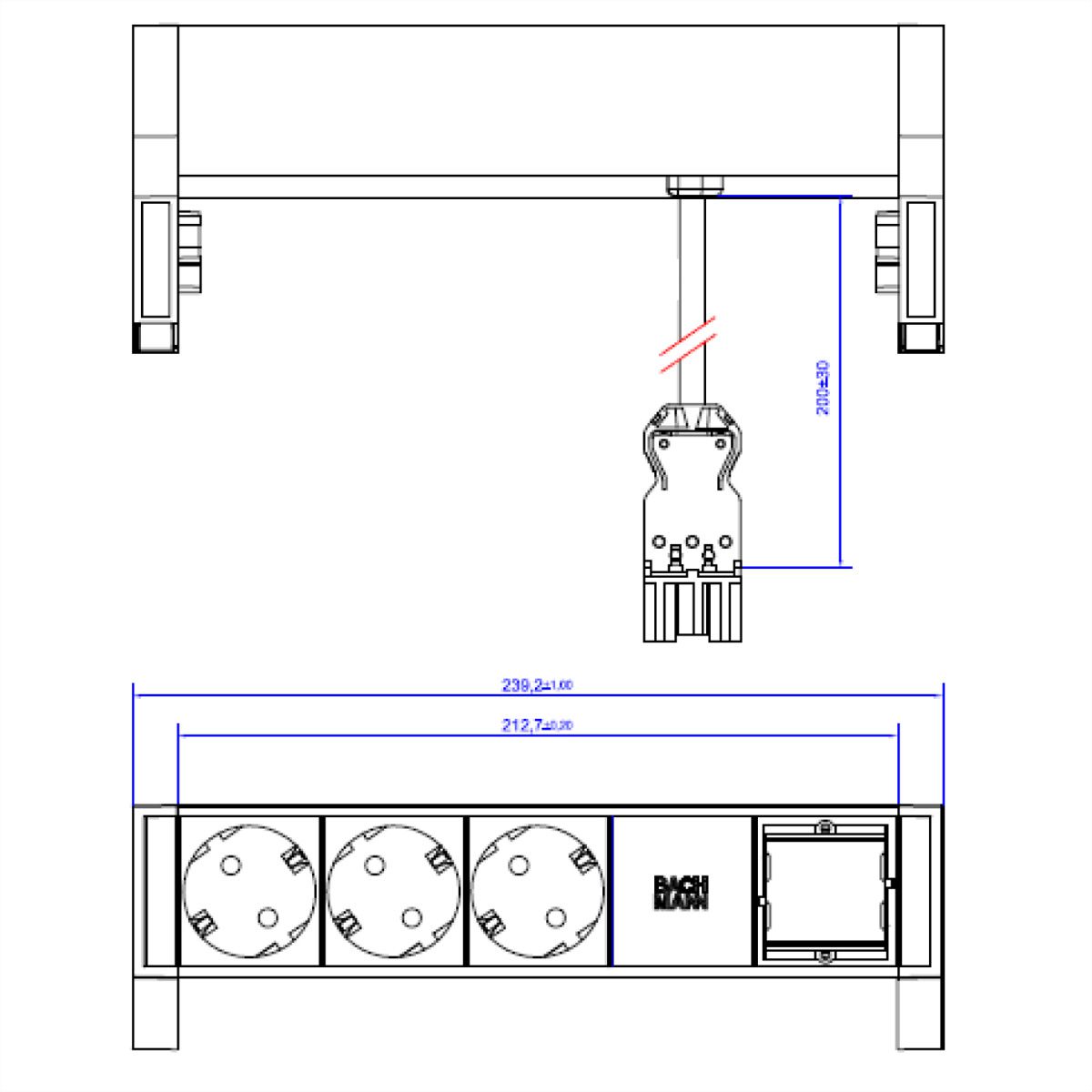 BACHMANN DESK2 3x geaard stopcontact 1x ABD GST18 Inox
