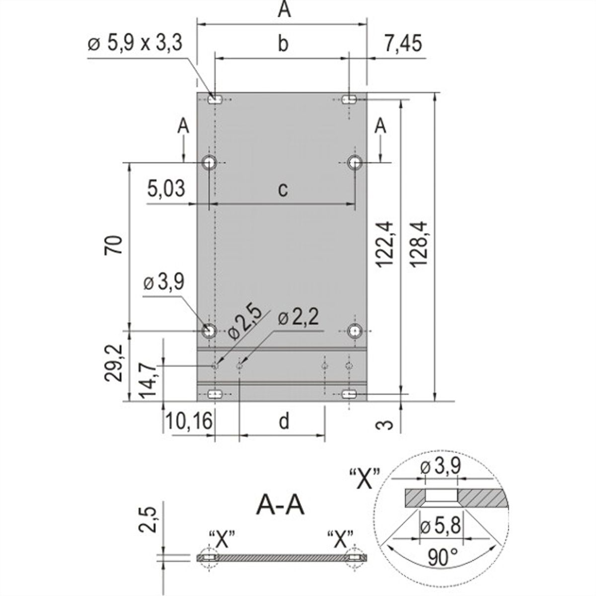 SCHROFF Frame Type Plug-In Unit Front Panel, Unshielded, 3 U, 12 HP, 2.5 mm, Al, Front Anodized, Rear Conductive