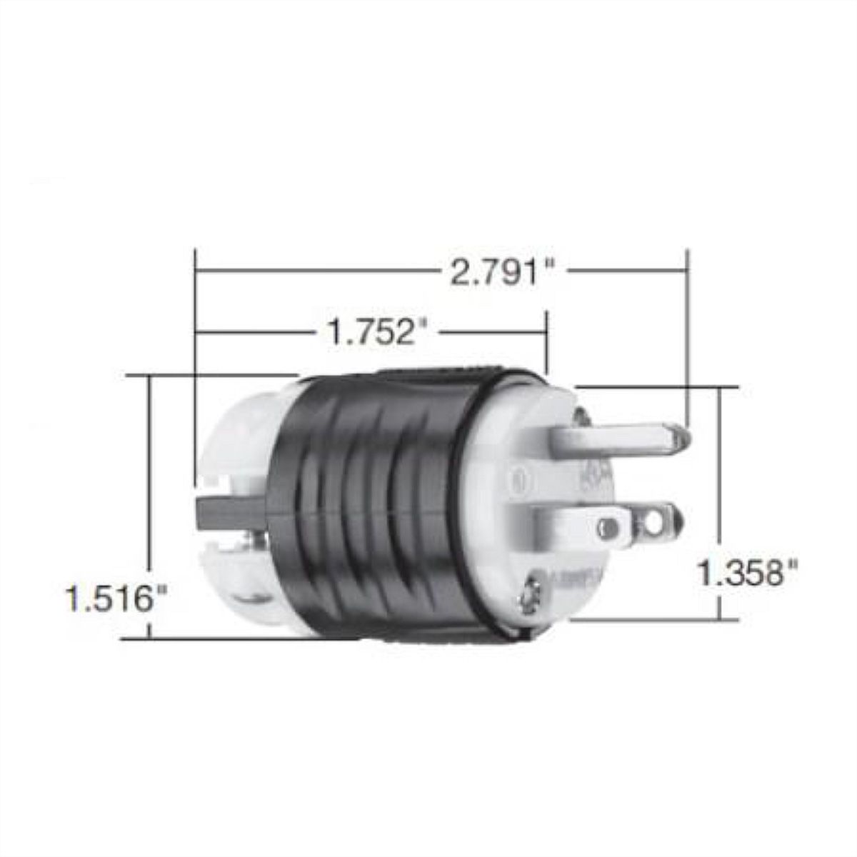 BACHMANN USA - Plug, 2-pole, 3-wire, 15A/125V, black
