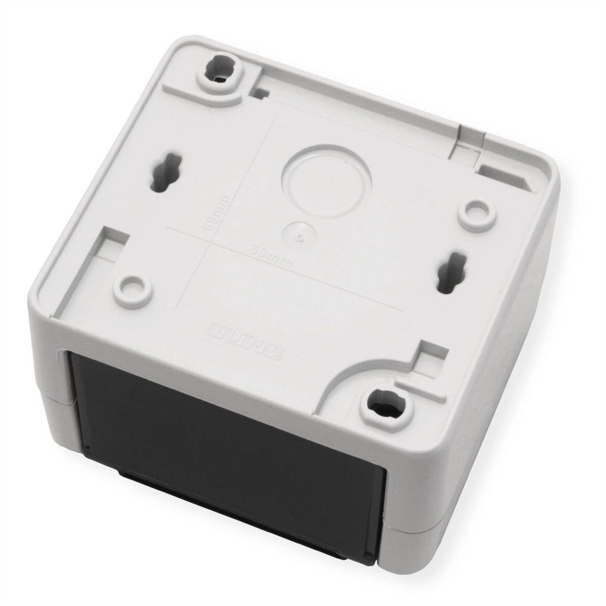 TELEGÄRTNER opbouwbehuizing IP44,75x86x58, grijs, met montage-inzetstuk voor 2xAMJ-module