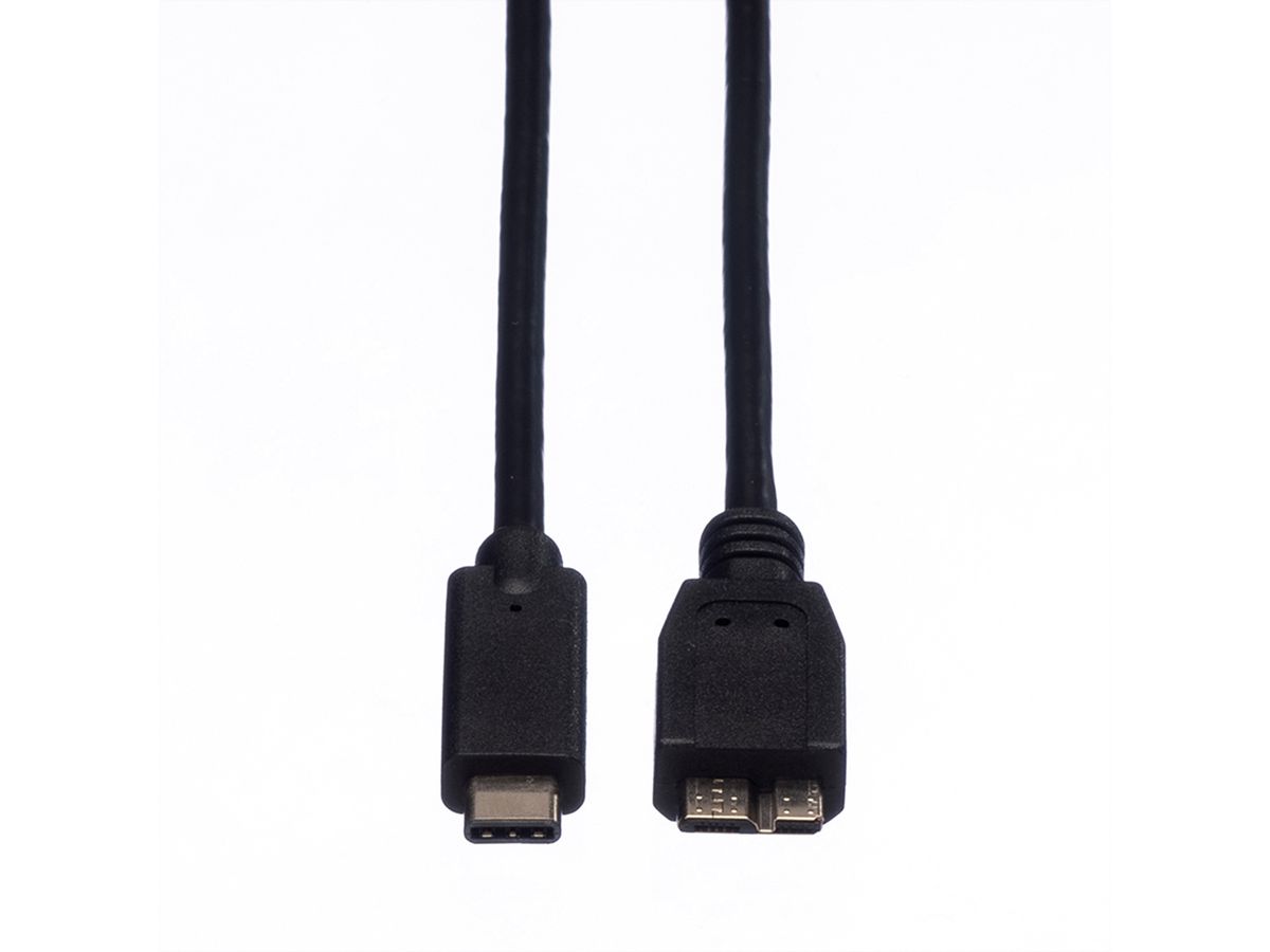 ROLINE USB 3.2 Gen 1 Cable, C-Micro B, M/M, black, 0.5 m