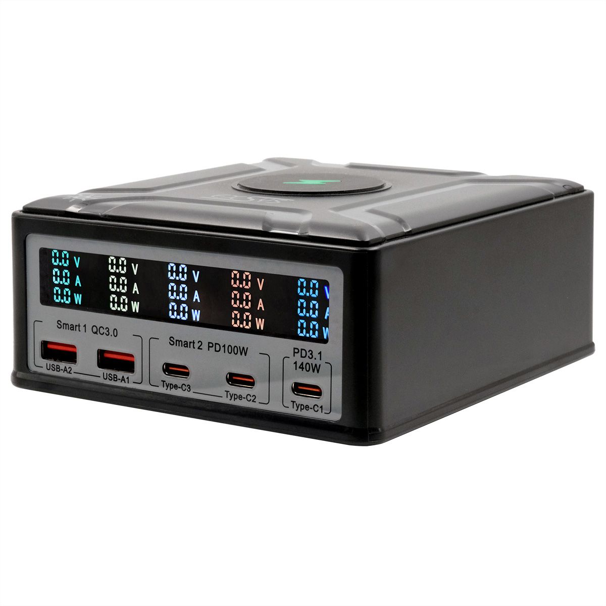 EXSYS EX-1107 Multiport High Power Charger mit QI 15W und USB-C PD mit max. 260W