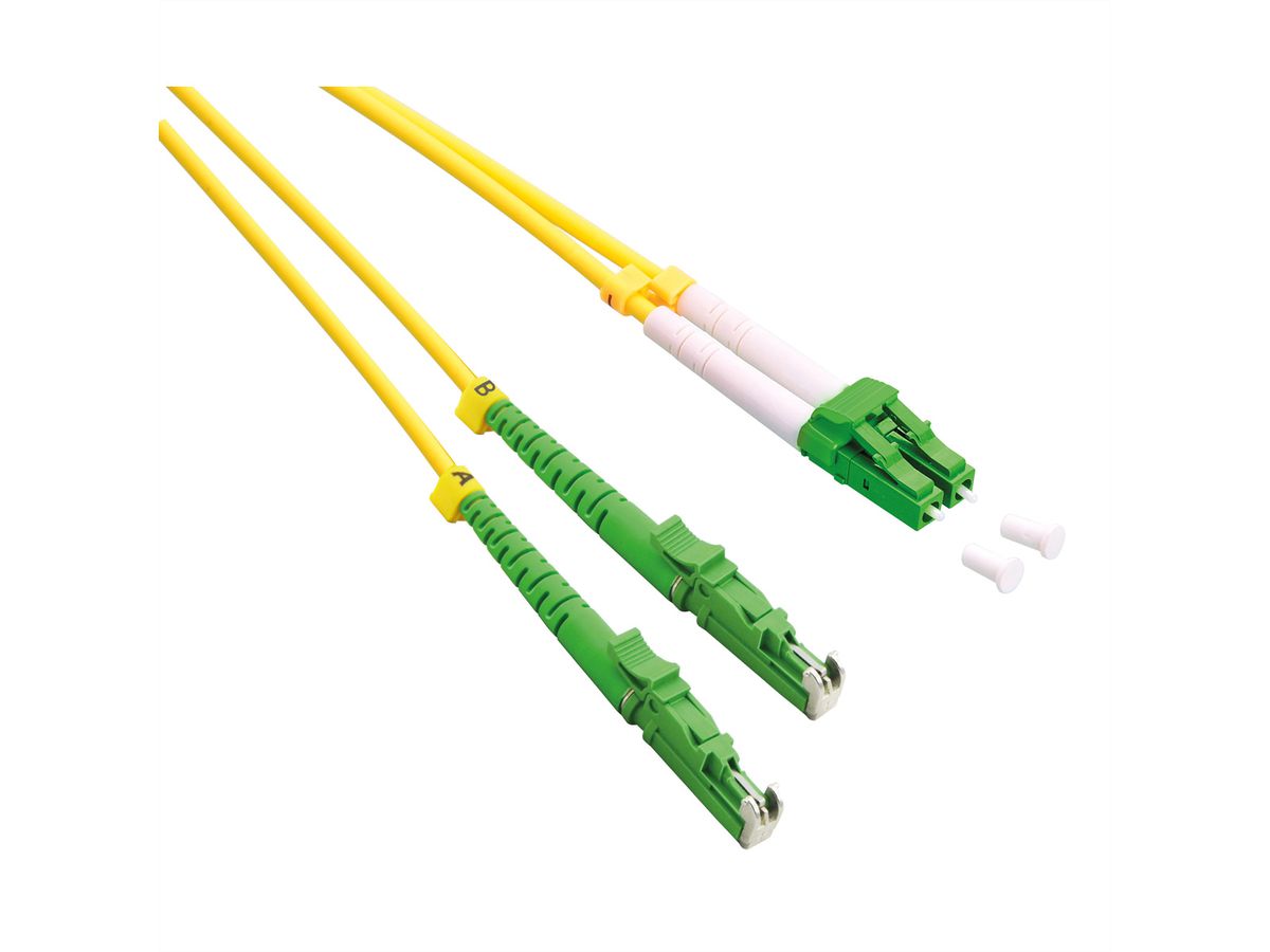 ROLINE FO Jumper Cable Duplex, 9/125µm, OS2, LSH/LC, APC Polish, LSOH, yellow, 1 m