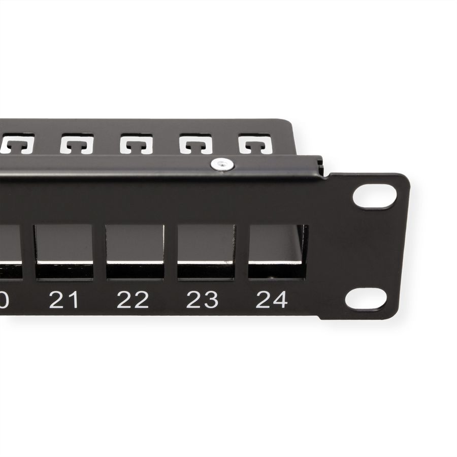 VALUE 19"-keystone-modulehouder, 24 poorten, 1HE, afgeschermd, zwart