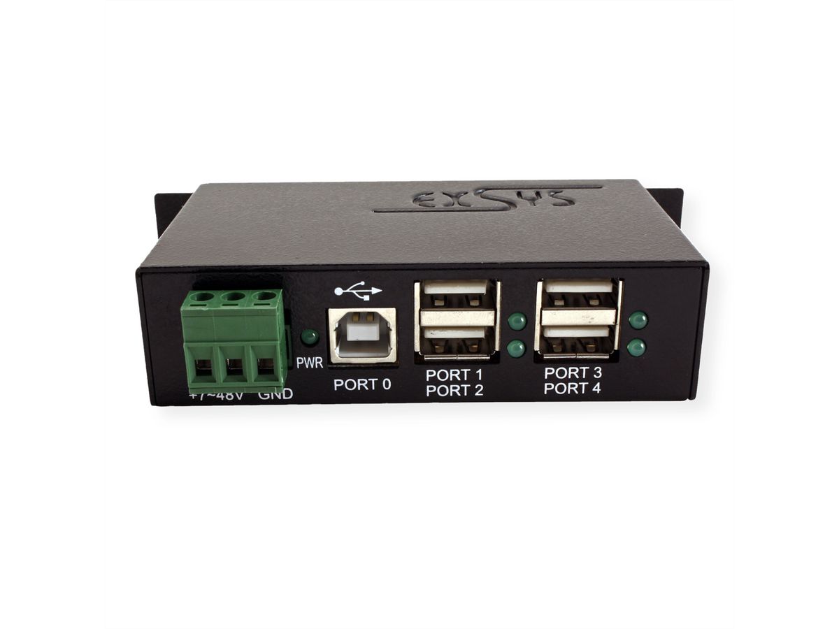 EXSYS EX-1163HMS-WT 4 port USB 2.0 HUB Surge Protection & erw. Temperaturbereich
