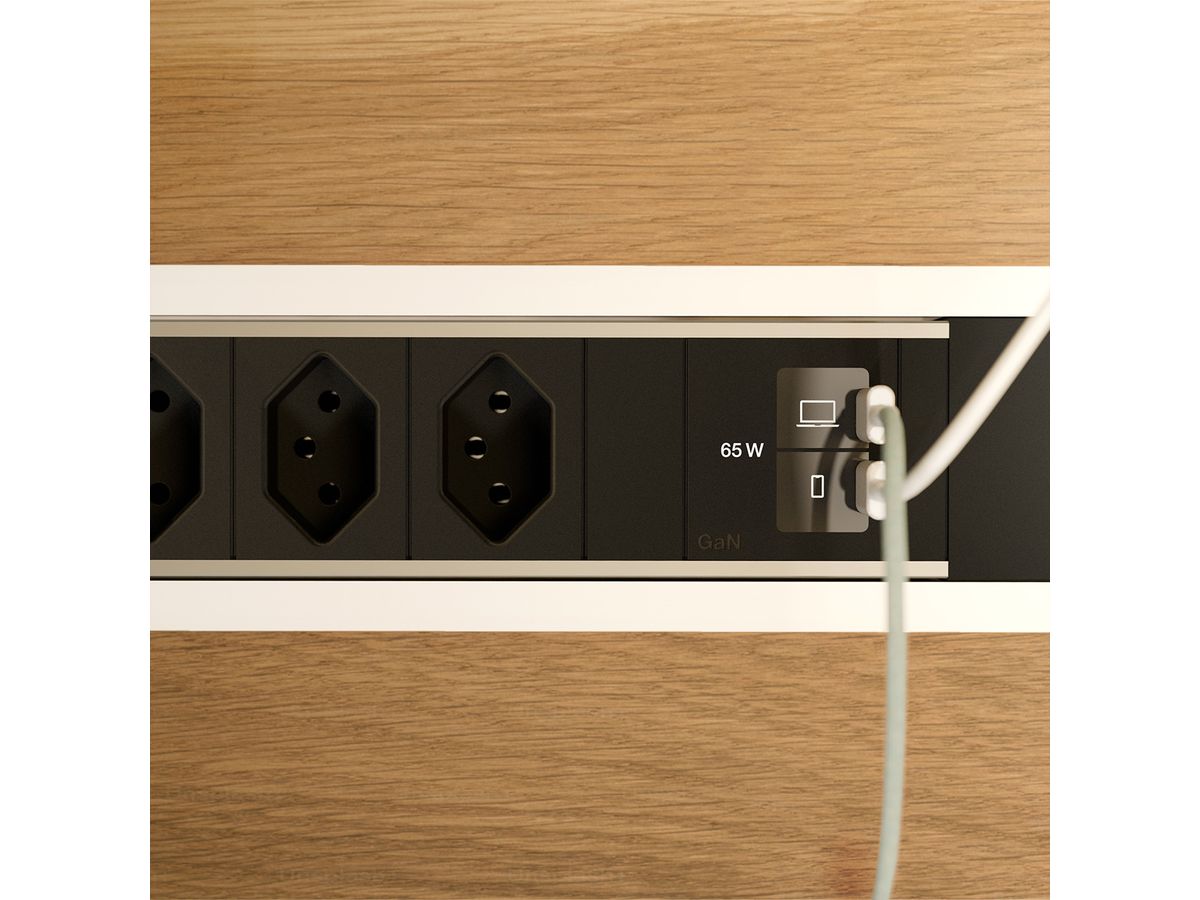 BACHMANN POWER FRAME M 3xCH 0°, 1xUSB C/C 65W L=0.2m