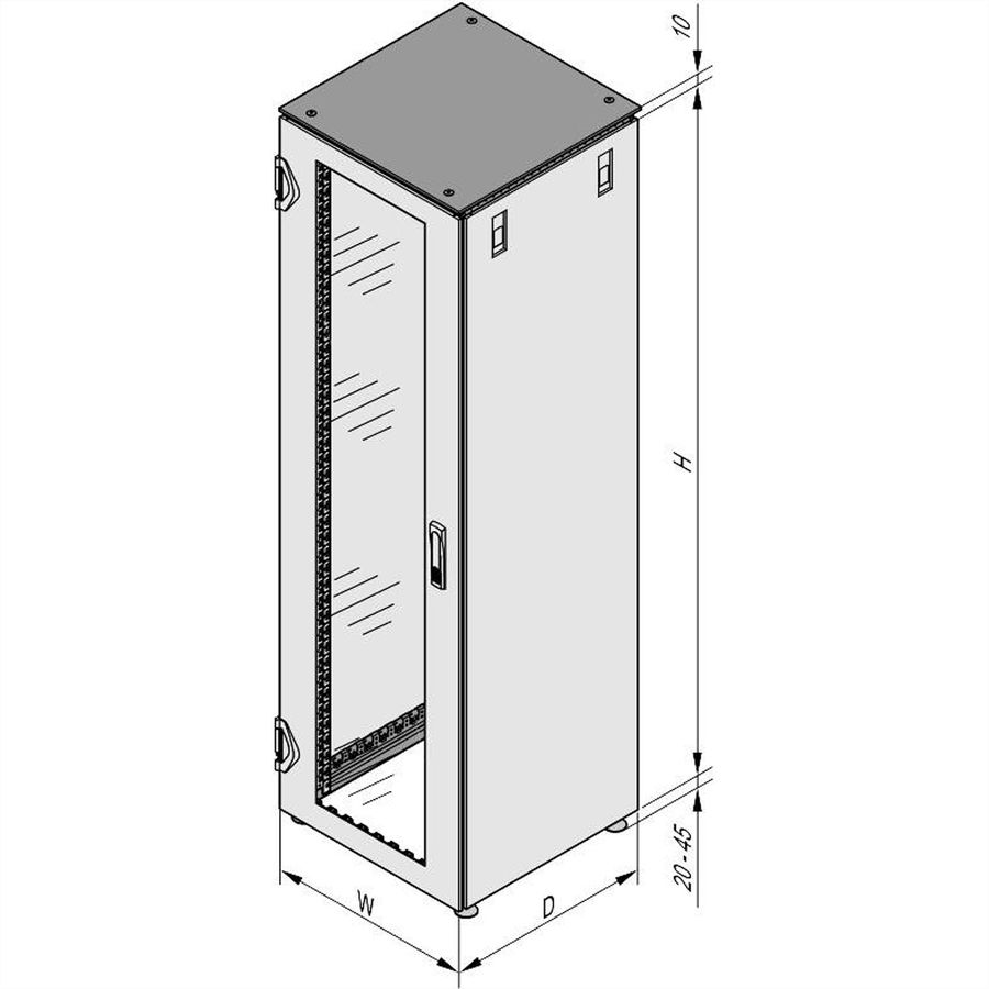 SCHROFF Varistar IP 20 Cabinet, Glass Front Door, Steel Rear Door, 38 U 1800H 600W 600D