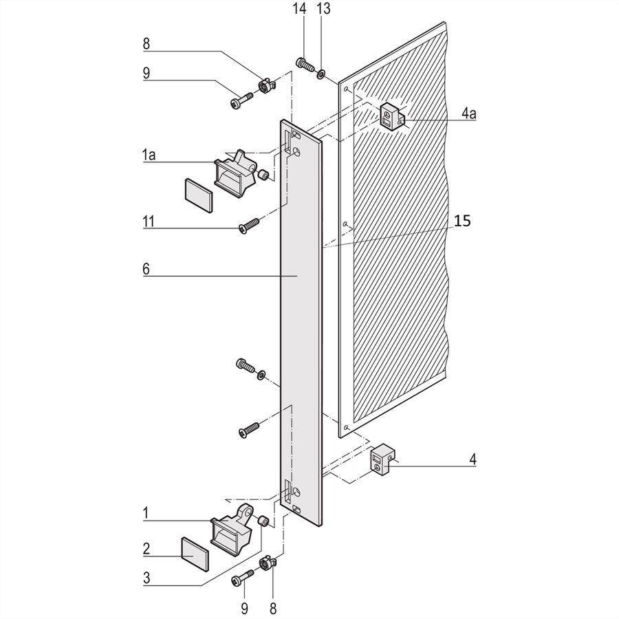 SCHROFF-insteekset met afzuiggreep type 1, niet-afgeschermd, grijs, 6 HE, 7 HE