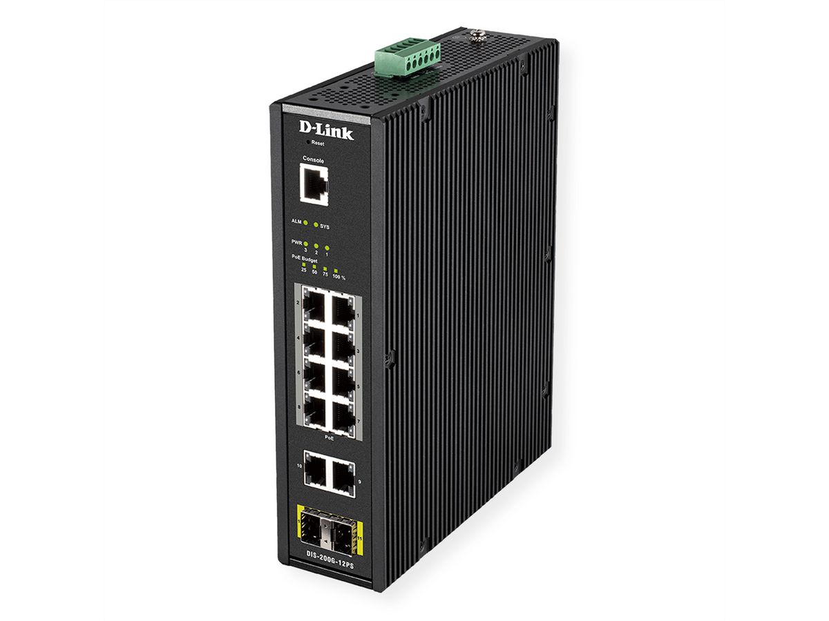 D-Link DIS-200G-12PS netwerk-switch Managed L2 Gigabit Ethernet (10/100/1000) Zwart Power over Ethernet (PoE)