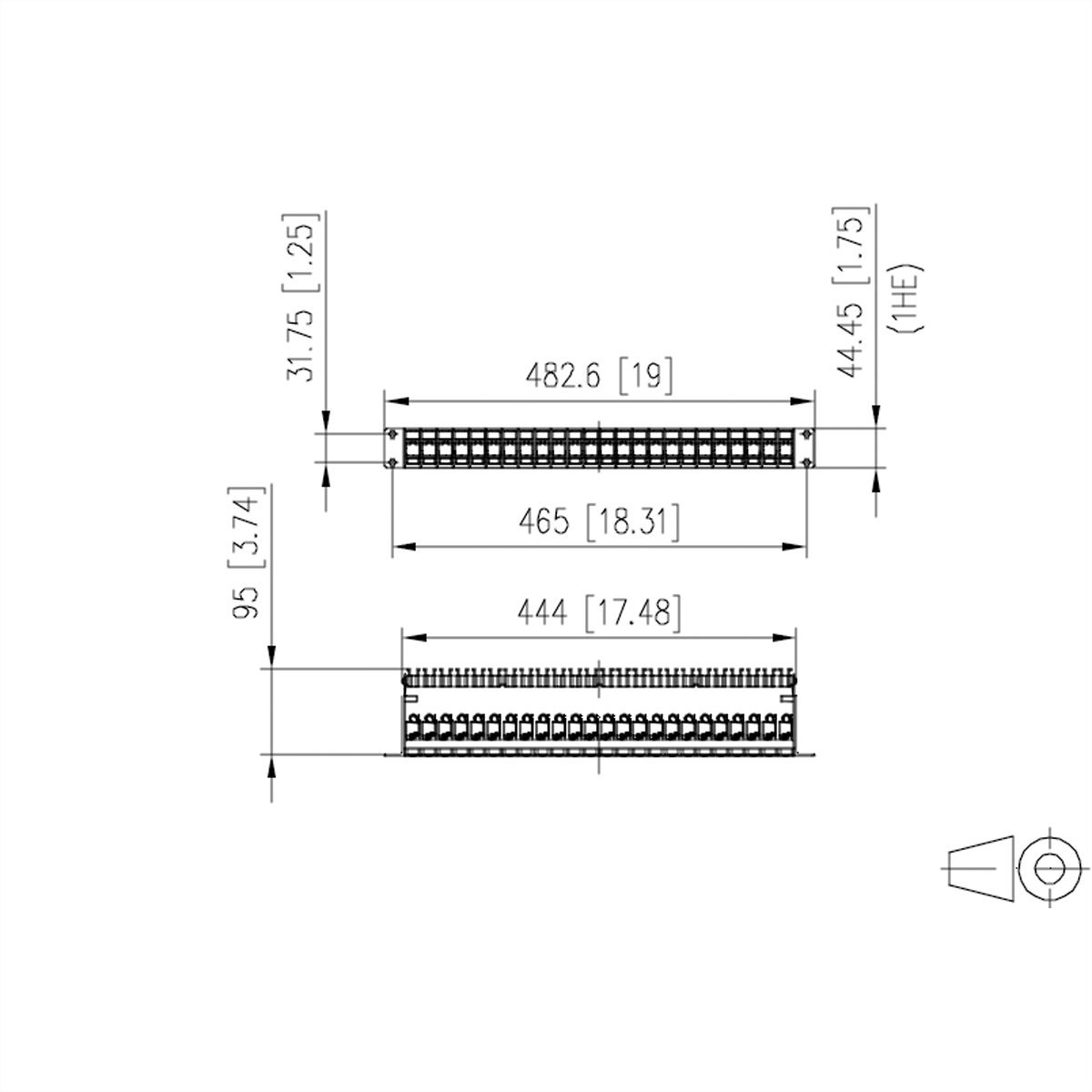 METZ CONNECT 19"-Panel 1HE bestückt mit 24 C6A Modulen Cat.6A (Class EA)