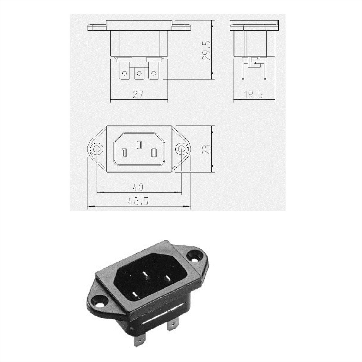 BACHMANN IEC320 C14 appliance plug, black, screw connection