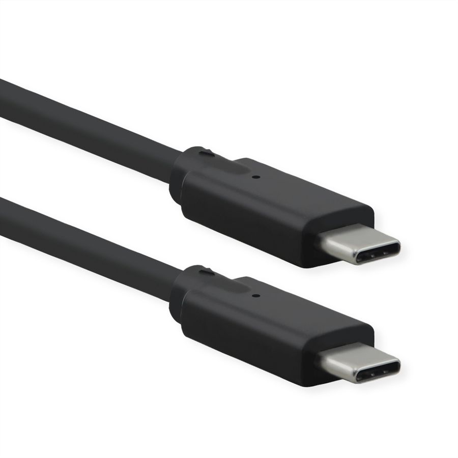 ROLINE USB 3.2 Gen 2x2 kabel, met PD, C-C, M/M, 4K UHD-1, 20Gbit/s, Emark, 100W, zwart, 0,5 m