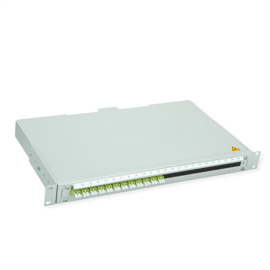 TELEGÄRTNER BASIS V LWL-Panel mit Kupplungen & Pigtails, 12x LC Duplex, lindgrün, OM5