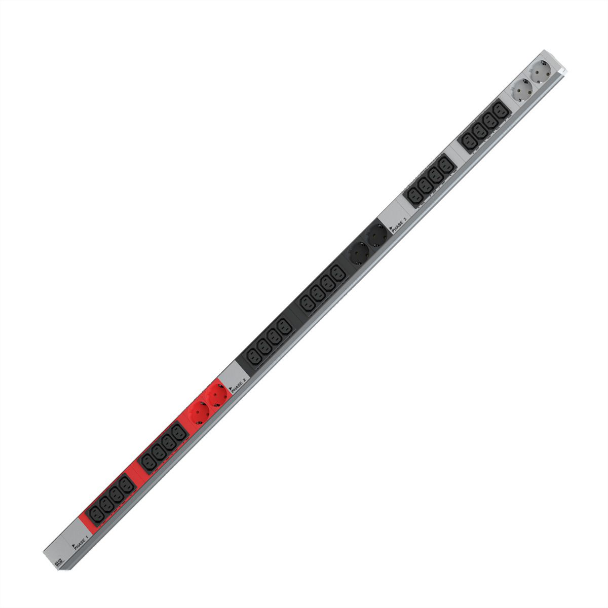 BACHMANN IT PDU ALU 1U 24x C13 6x earthing contact CEE 3x 16A red