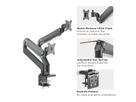 ROLINE Dual LCD Monitor Stand Pneumatic, Desk Clamp, Pivot, 5 Joints, , max. 15 kg, up to 35"