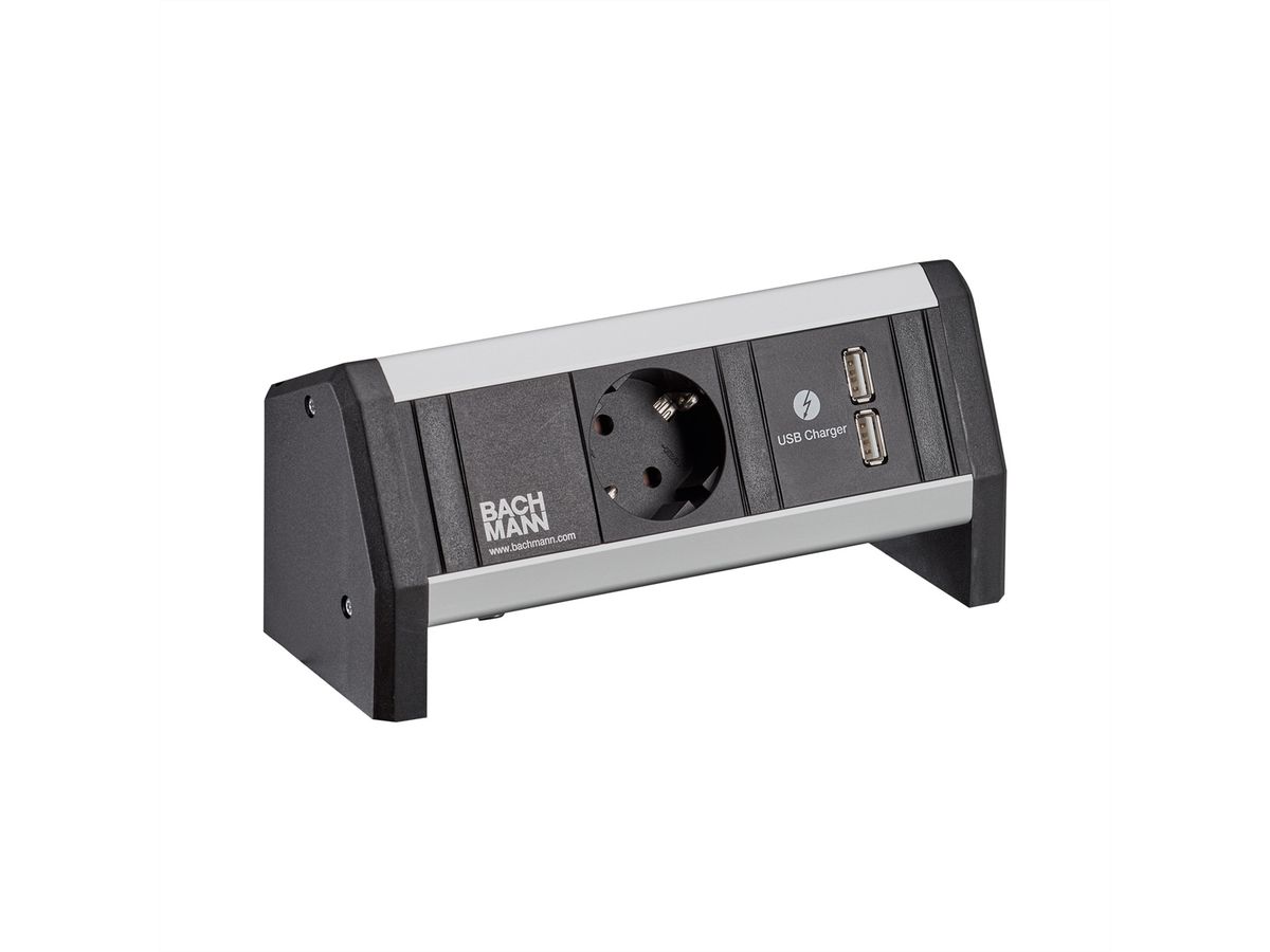 BACHMANN DESK 1x earthing contact 1x USB charger