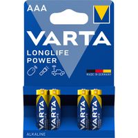 VARTA Batterie Micro, AAA, LR03,4er, 1,5V, 1220mAh, Longlife Power 4 Zellen per Blister