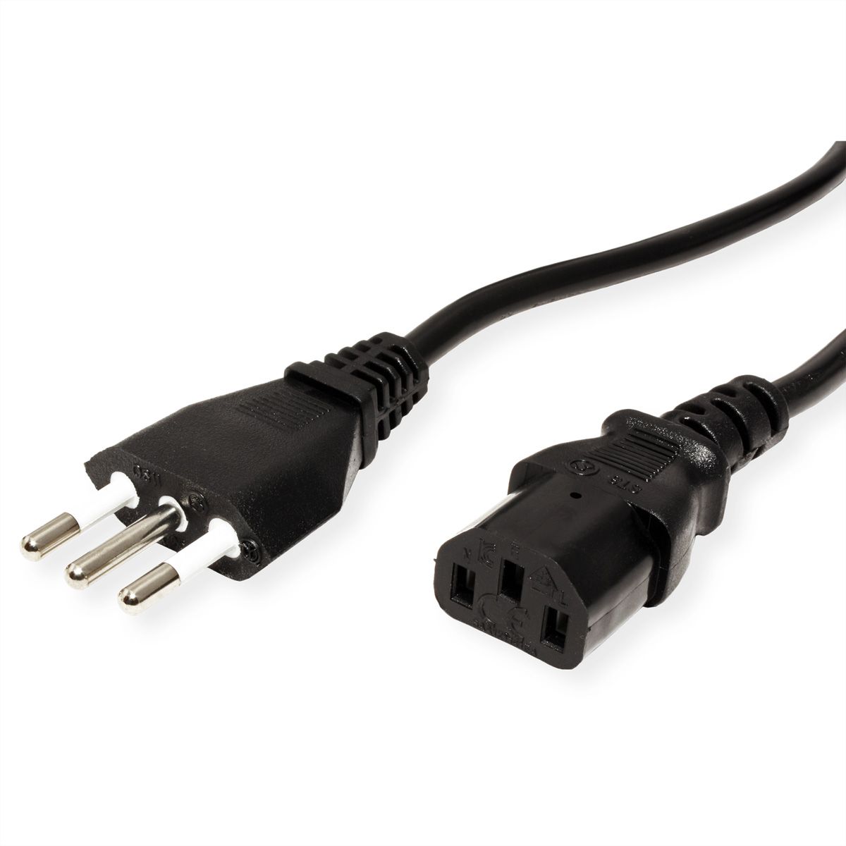 VALUE Power Cable, straight IEC Conncector, Italy Version, black, 1.8 m