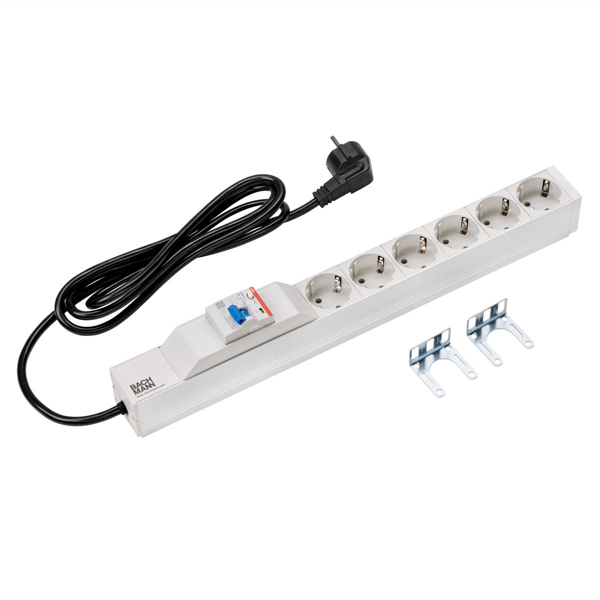 BACHMANN 19" 1U 6xCEE7/3 1xFI power 2.0m CEE7/7