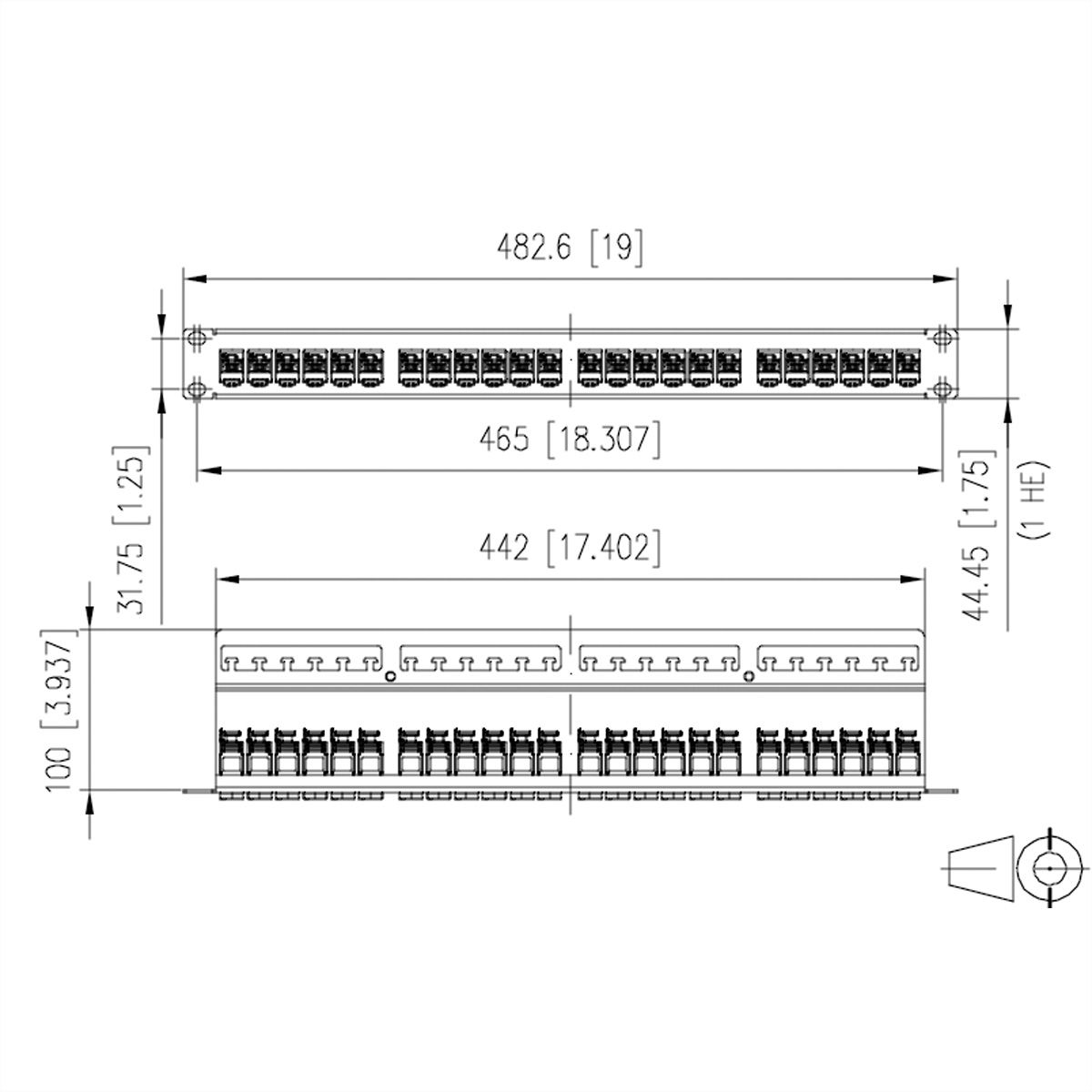 METZ CONNECT E-DAT modul 24x8(8) 1RU patch panel Cat.6A, silver