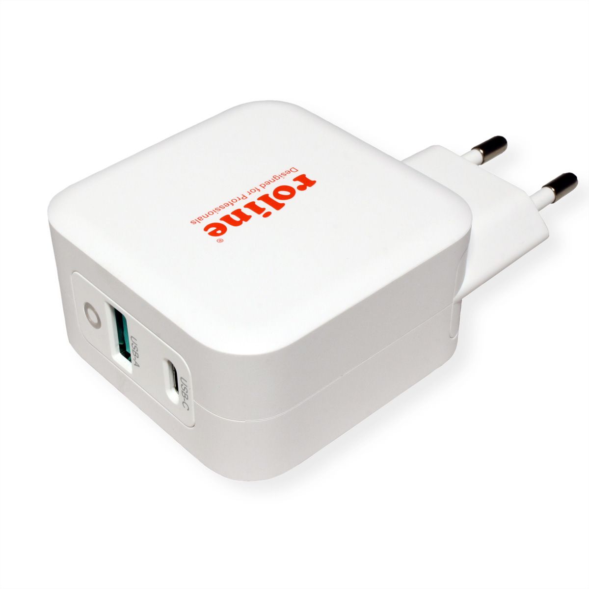ROLINE USB Oplader met Eurostekker, 2 poorten (Type-A QC3.0, Type-C PD), 65W