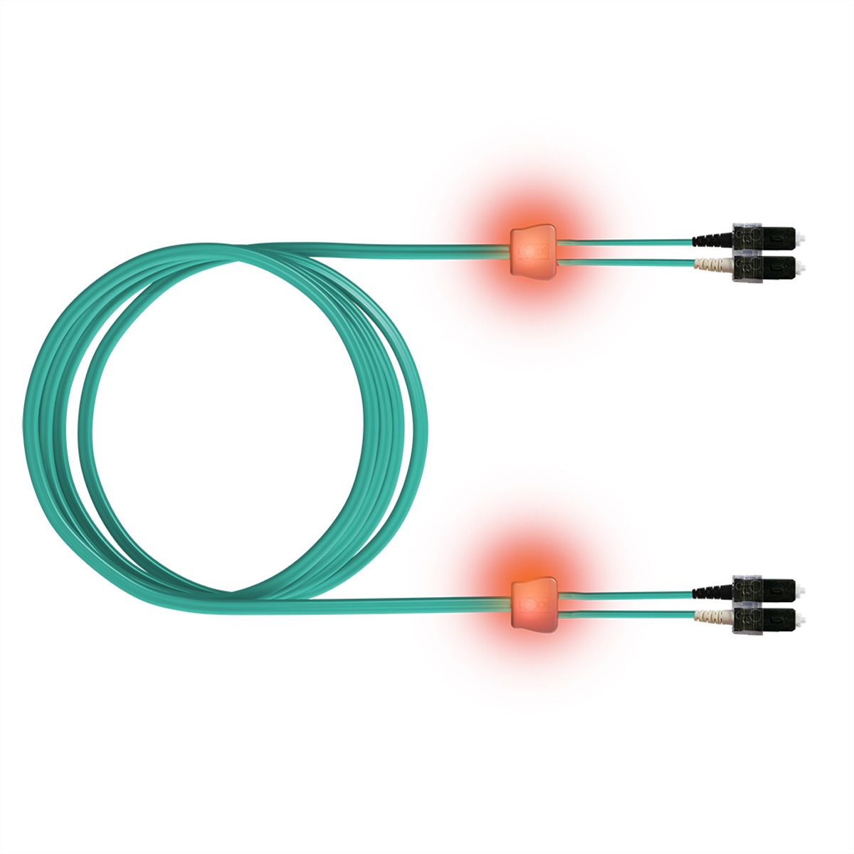 EasyLan Patch cables LED-Duplex 50/125µm OM3, SC/SC, turquoise, 1 m