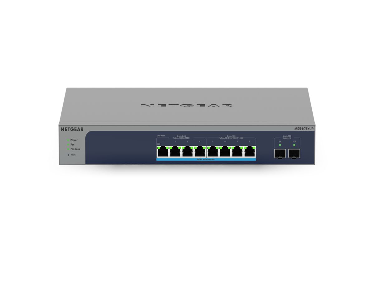 NETGEAR MS510TXUP network switch Managed L2/L3/L4 10G Ethernet (100/1000/10000) Power over Ethernet (PoE) Grey, Blue