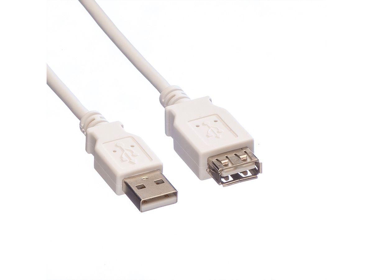 VALUE USB 2.0 kabel, type A-A, M/F, wit, 1,8 m