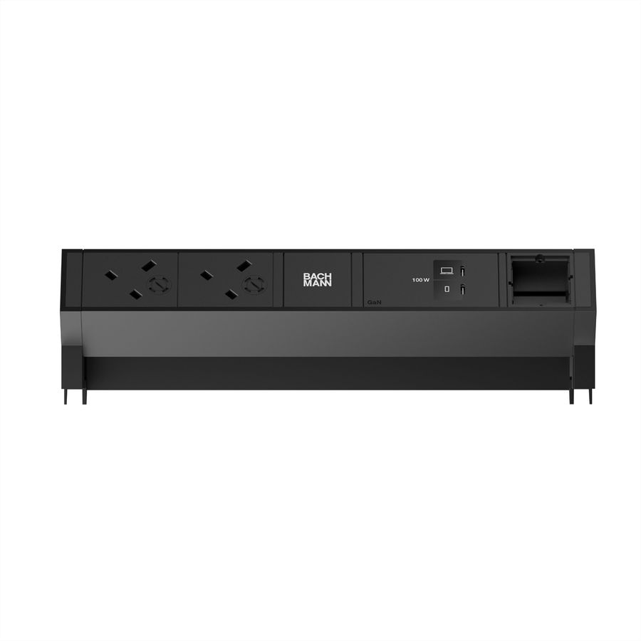 BACHMANN DESK2 2xUK 45° 3,15A, 1xUSB C/C 100W 1xCM L=0,2m RAL9005