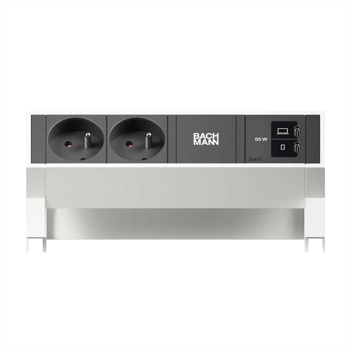 BACHMANN DESK2 2xUTE 1xUSB C/C 65W, L=0,2m RAL9010