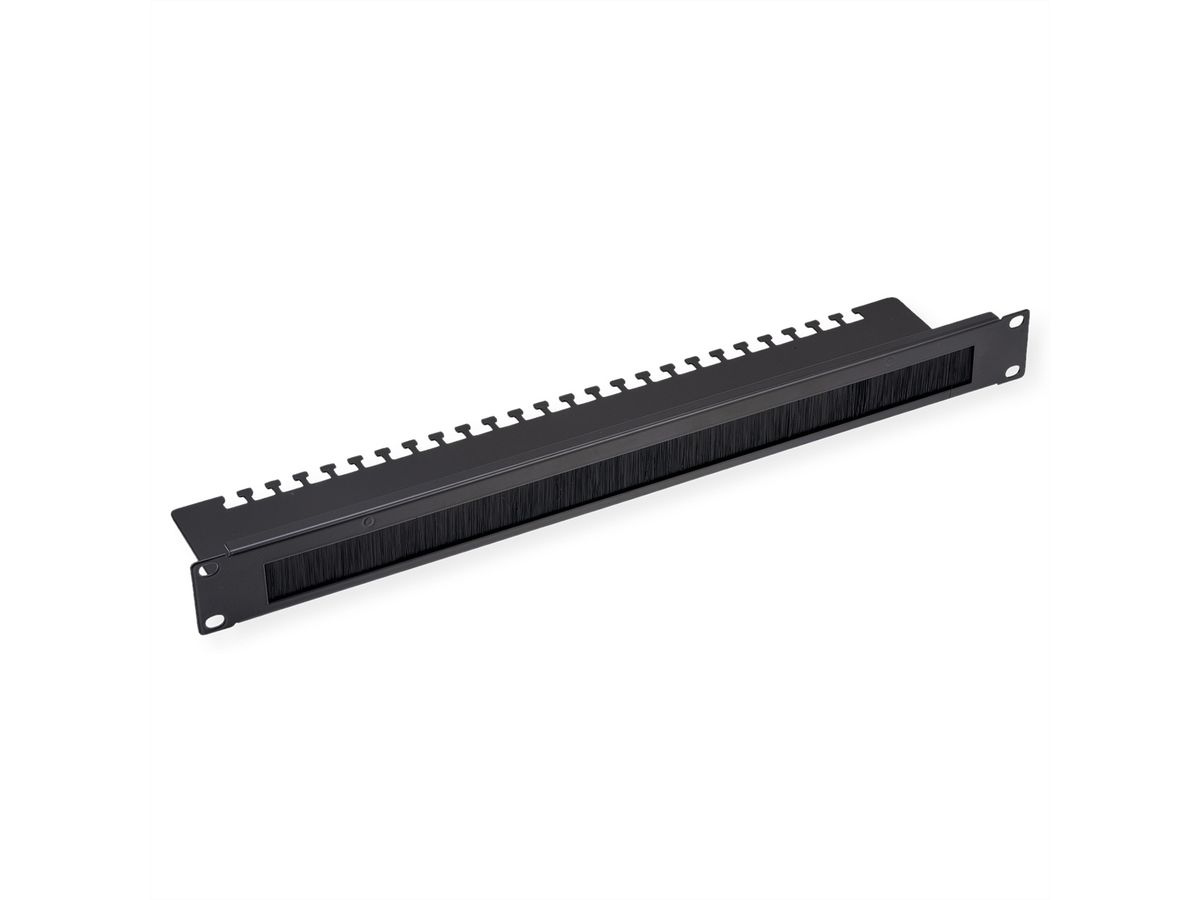 VALUE 19"-Kabeldurchführung 1 HE, mit Bürstendichtung & Kabelträgerplatte, schwarz