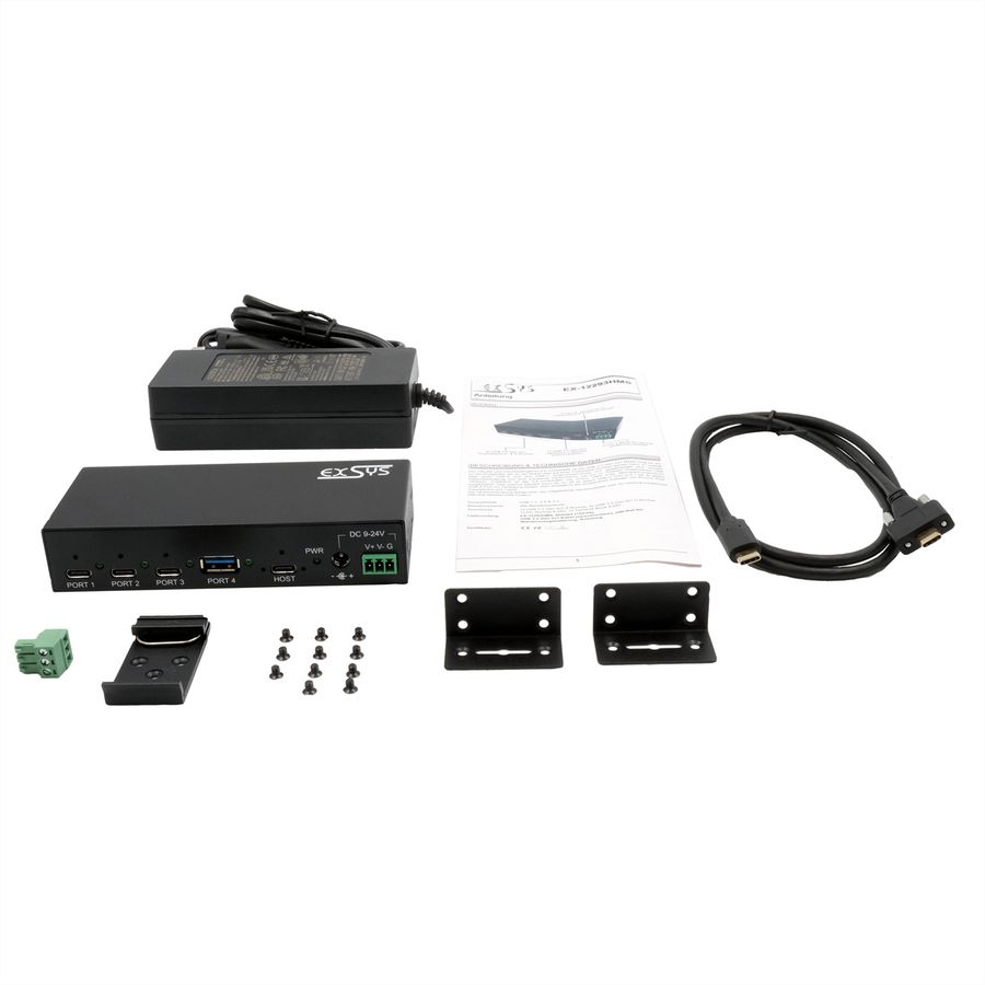 EXSYS EX-12293HMS 4 Port USB 3.2 Metall HUB 3x C- und 1x A-Anschlüsse