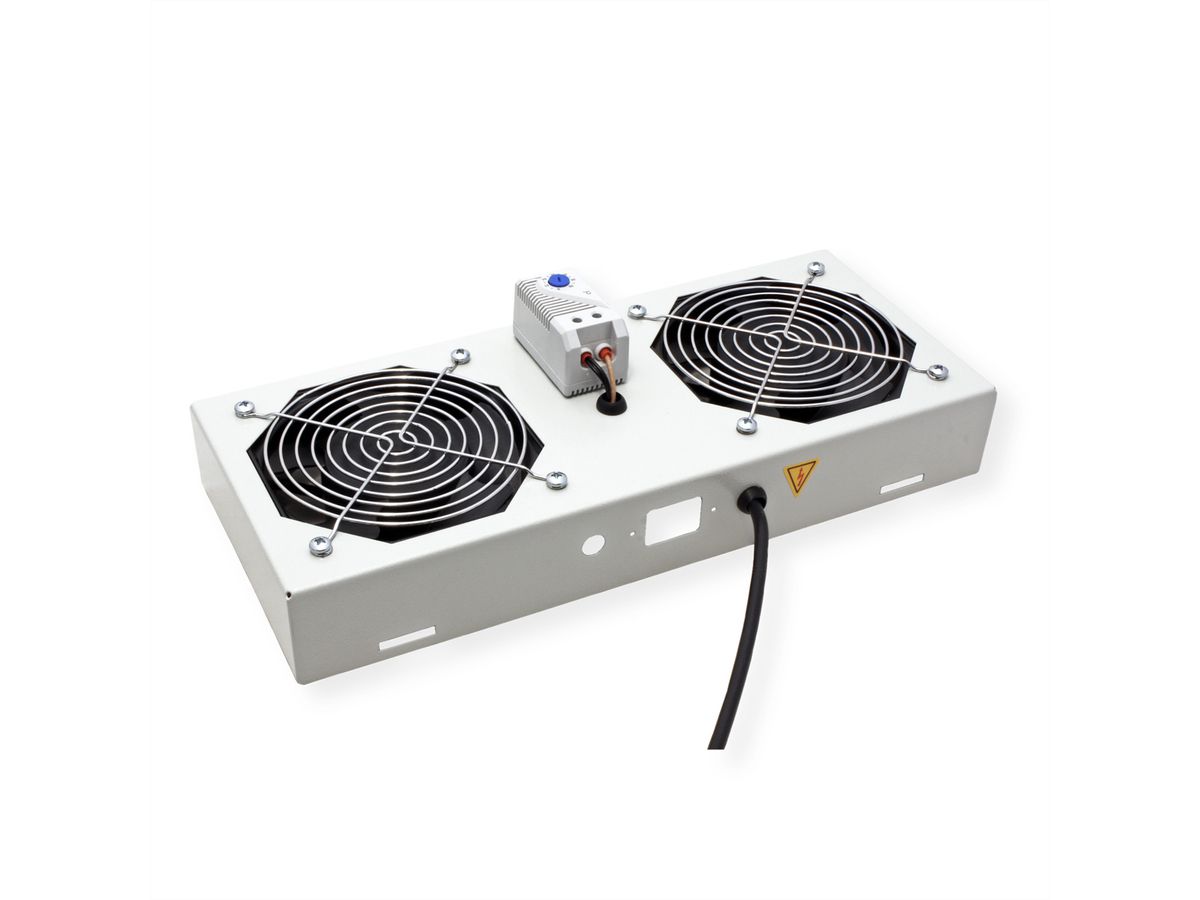 ROLINE ventilatie-unit met 2 ventilatoren, thermostaat, voor 19-inch wandbehuizing grijs