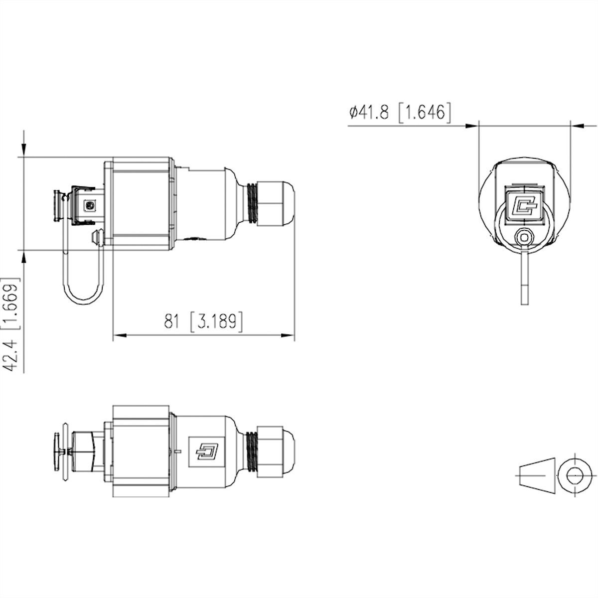 METZ CONNECT E-DAT Industrie IP67 V4 KK, veldaansluiting inzetstuk, T568B