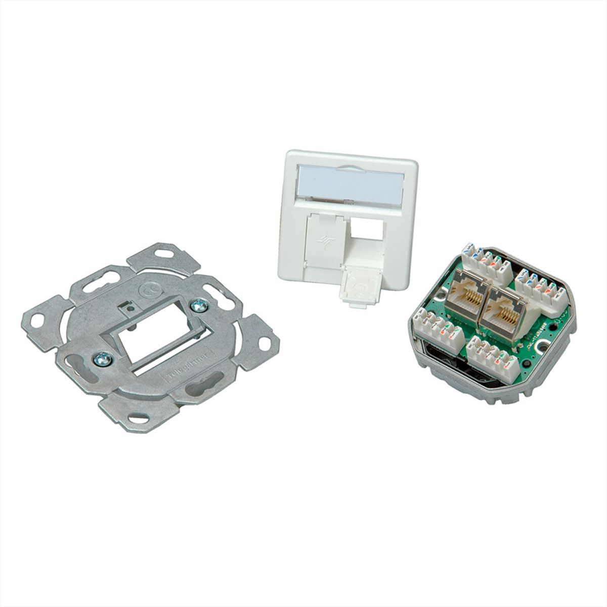 TELEGÄRTNER Dozen AMJ45 Inbouw/50 2x RJ-45 Cat.6 (Class E), wit, (A+B+C)