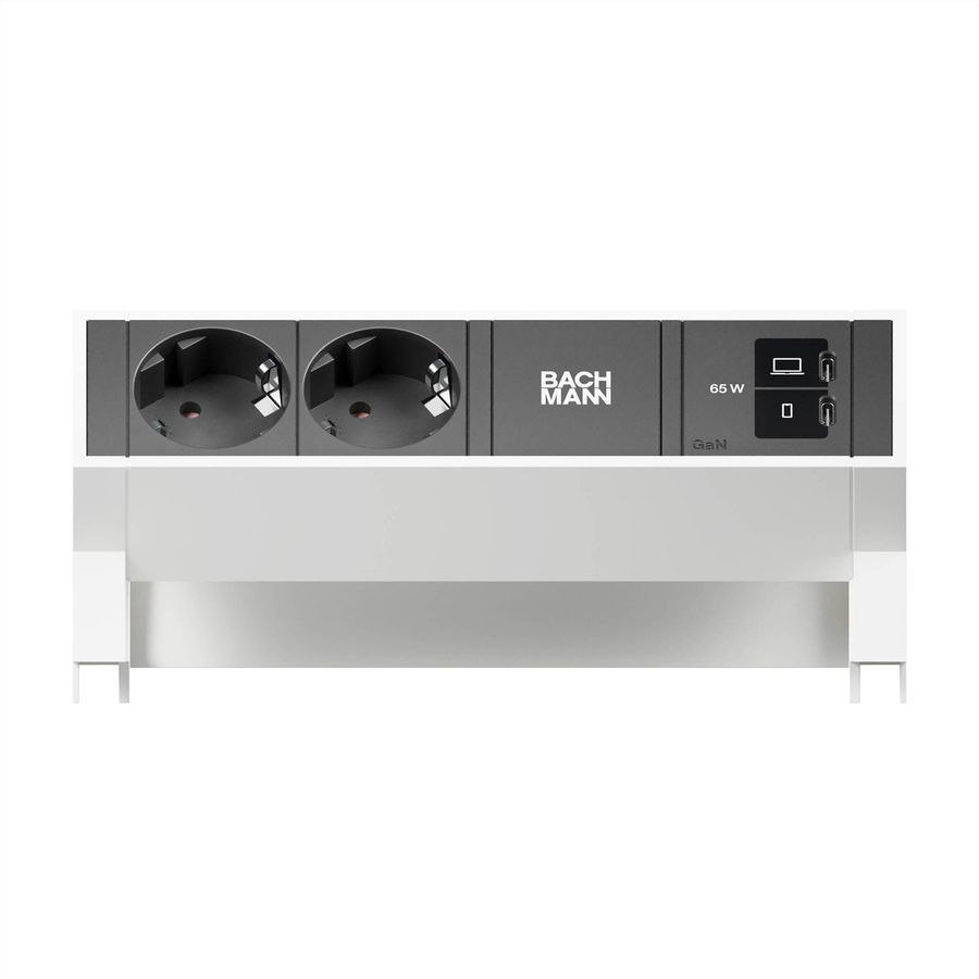 BACHMANN DESK2 2xCEE7/3 1xUSB C/C 65W, L=0.2m RAL9010
