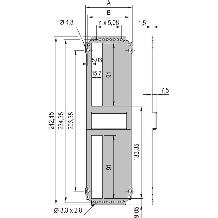 SCHROFF Insteekeenheid met frame Achterpaneel, uitsparing voor een connector, 6 HE, 8 PK