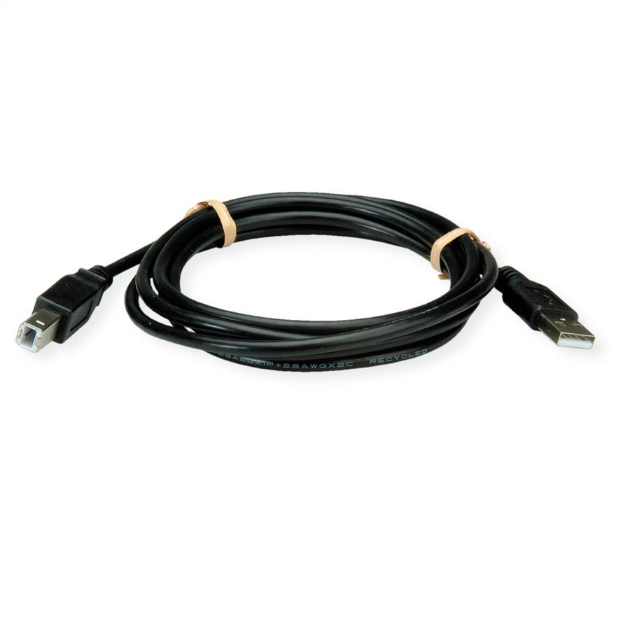 ROLINE RM USB 2.0 Cable, A - B, M/M, black, 0.8 m