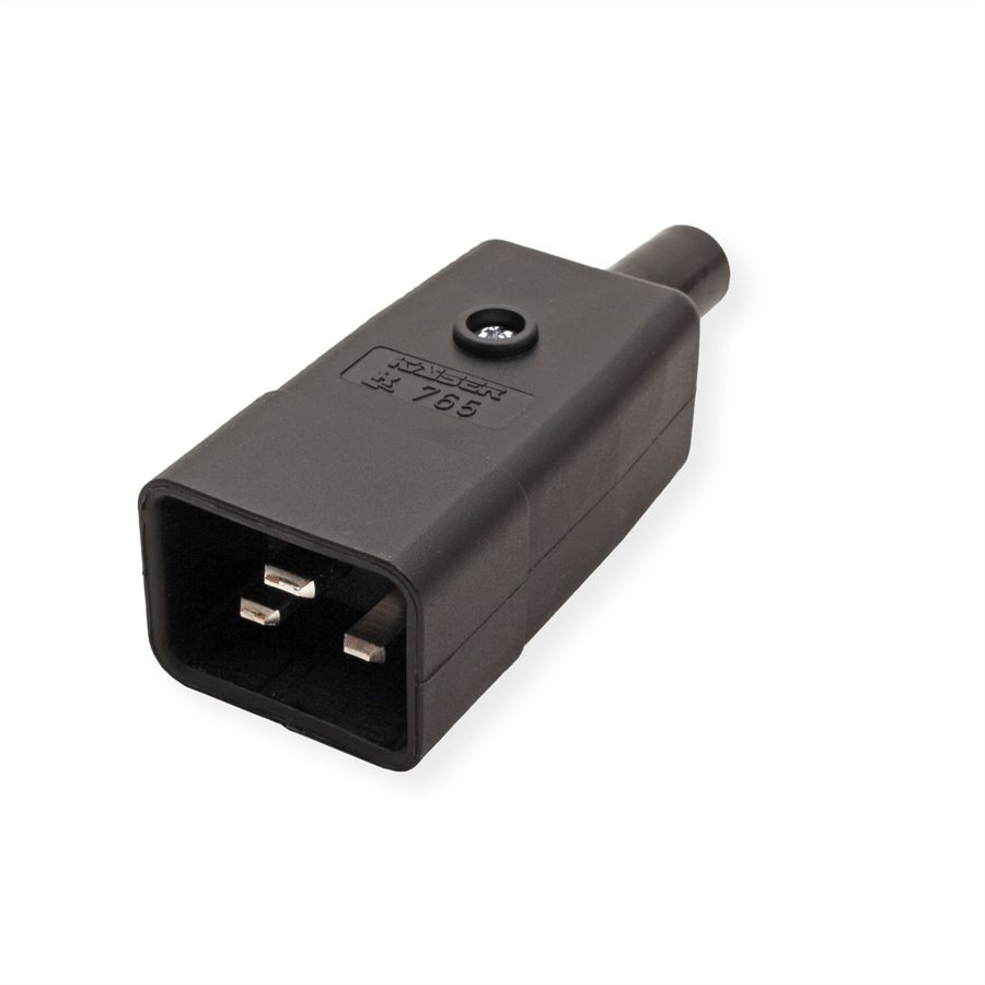BACHMANN stekker voor koude apparaten IEC320 C20 16A/250VAC, Schroefaansluiting, zwart