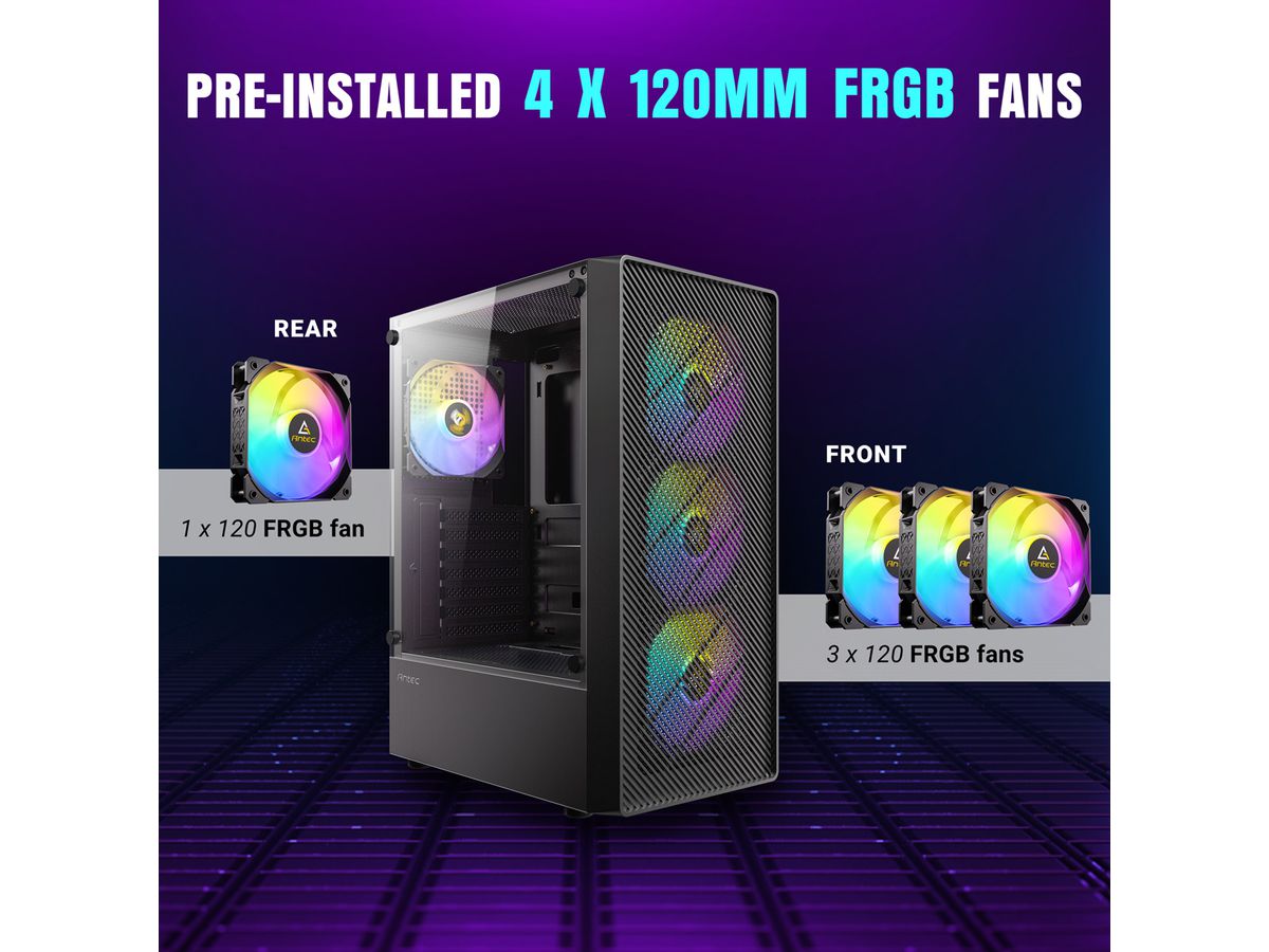 ANTEC AX26 RGB Elite PC case Midi Tower Gaming ATX, black