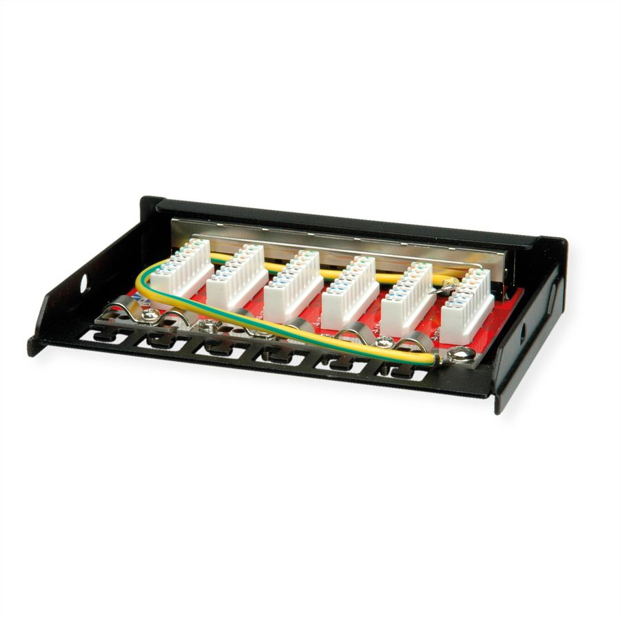 ROLINE Minipatchpaneel, Cat.6A/Cl.EA, 0,5U, 6x RJ45-poorten , afgeschermd, zwart
