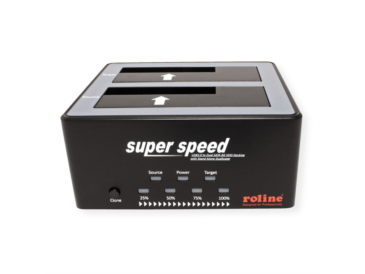 ROLINE 2.5" / 3.5" SATA HDD/SSD Docking Station, USB 3.2 Gen 1, HDD-kloonfunctie