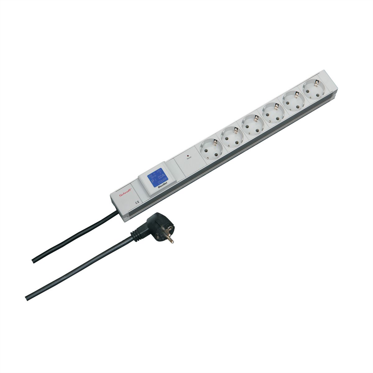 SCHROFF contactdoosstrook, SCHUKO/UTE, lokale aanduiding, 6 x SCHUKO/UTE stopcontacten