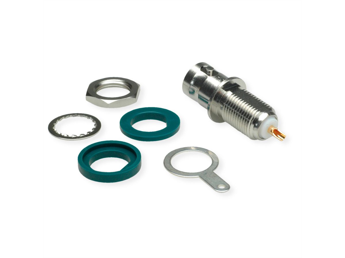 TELEGÄRTNER BNC Bulkhead Socket, insulated with green insulating washers