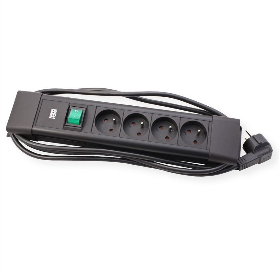 BACHMANN CONNECTUS 4xUTE, 1xSchalter 2,0m CEE7/3 Schwarz